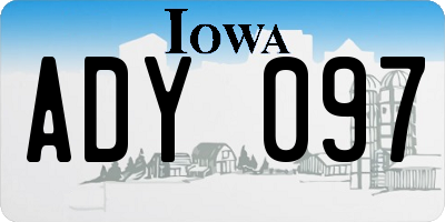 IA license plate ADY097