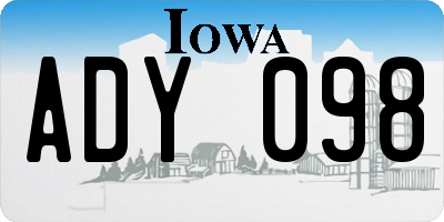 IA license plate ADY098