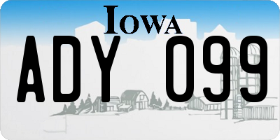 IA license plate ADY099