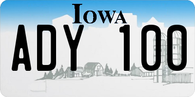 IA license plate ADY100
