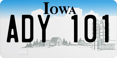 IA license plate ADY101