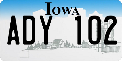 IA license plate ADY102