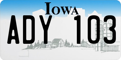 IA license plate ADY103