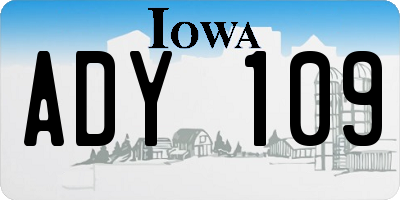 IA license plate ADY109