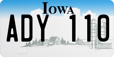 IA license plate ADY110