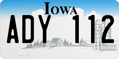IA license plate ADY112