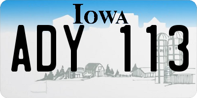 IA license plate ADY113