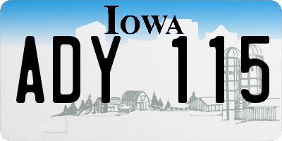IA license plate ADY115