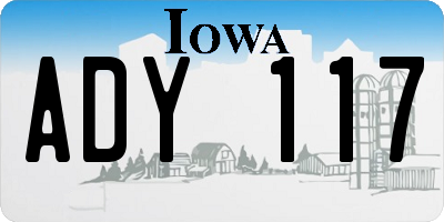 IA license plate ADY117