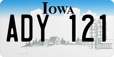IA license plate ADY121