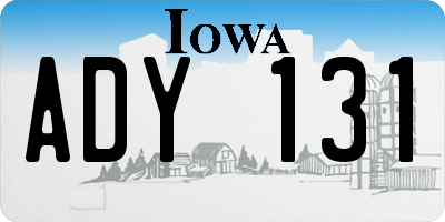 IA license plate ADY131