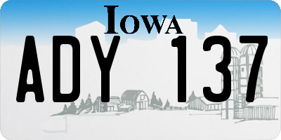 IA license plate ADY137