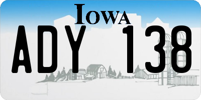 IA license plate ADY138