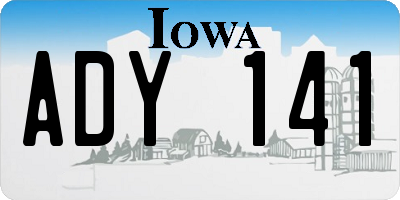 IA license plate ADY141