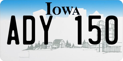 IA license plate ADY150