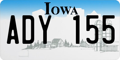IA license plate ADY155