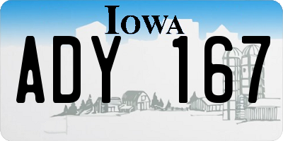 IA license plate ADY167
