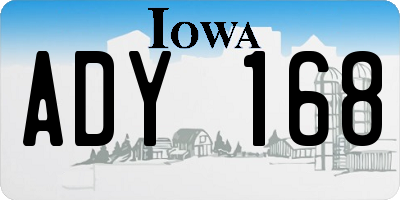 IA license plate ADY168