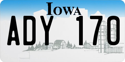 IA license plate ADY170