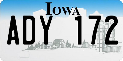 IA license plate ADY172