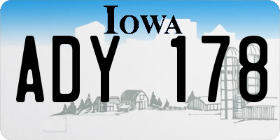 IA license plate ADY178