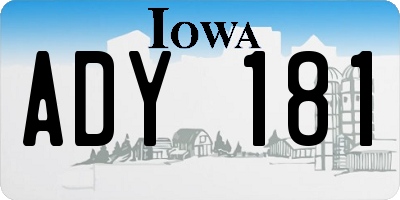 IA license plate ADY181