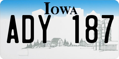 IA license plate ADY187