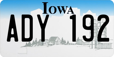 IA license plate ADY192