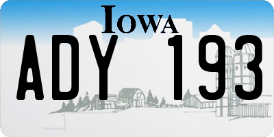 IA license plate ADY193