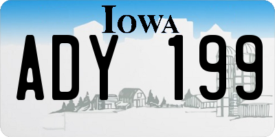 IA license plate ADY199