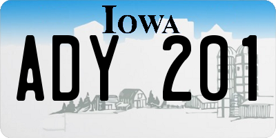 IA license plate ADY201