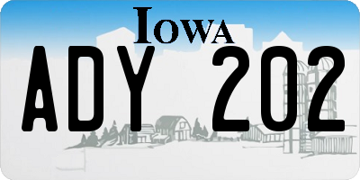 IA license plate ADY202