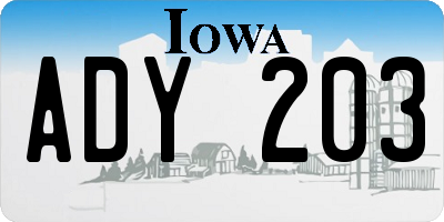 IA license plate ADY203