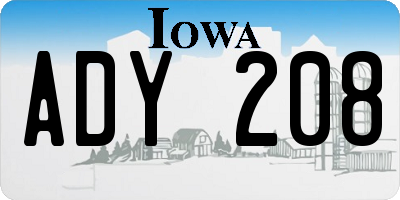 IA license plate ADY208