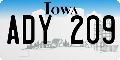IA license plate ADY209