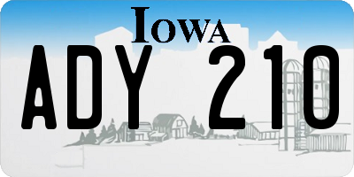 IA license plate ADY210