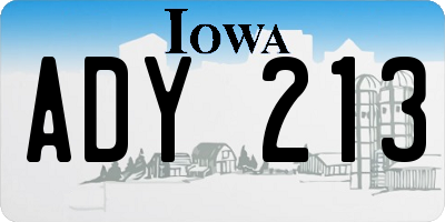 IA license plate ADY213