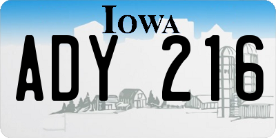 IA license plate ADY216