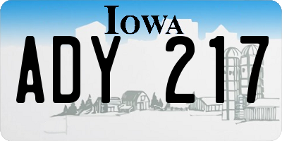 IA license plate ADY217