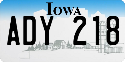 IA license plate ADY218