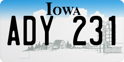 IA license plate ADY231