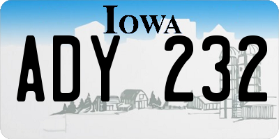 IA license plate ADY232