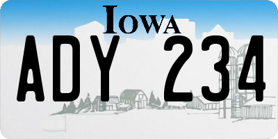 IA license plate ADY234
