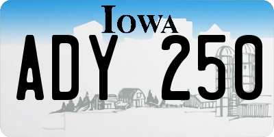 IA license plate ADY250
