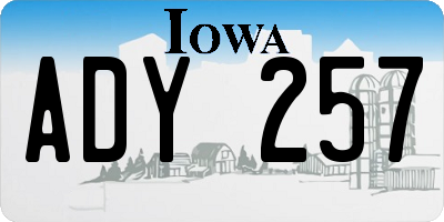 IA license plate ADY257