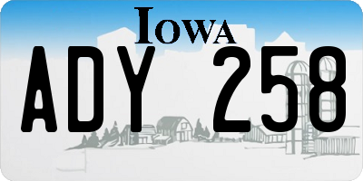 IA license plate ADY258