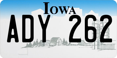 IA license plate ADY262