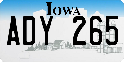 IA license plate ADY265