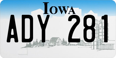 IA license plate ADY281