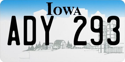 IA license plate ADY293